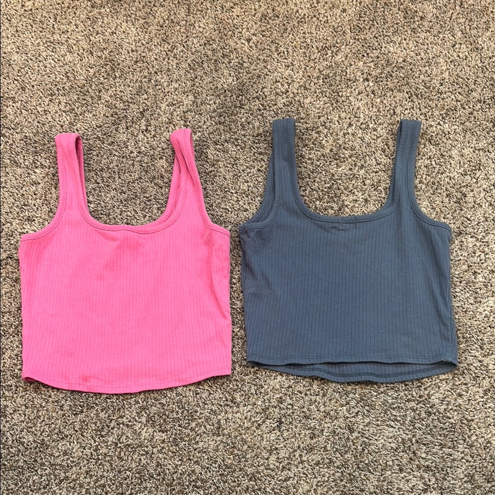Tilly's Pink and Gray Ribbed Tank Tops